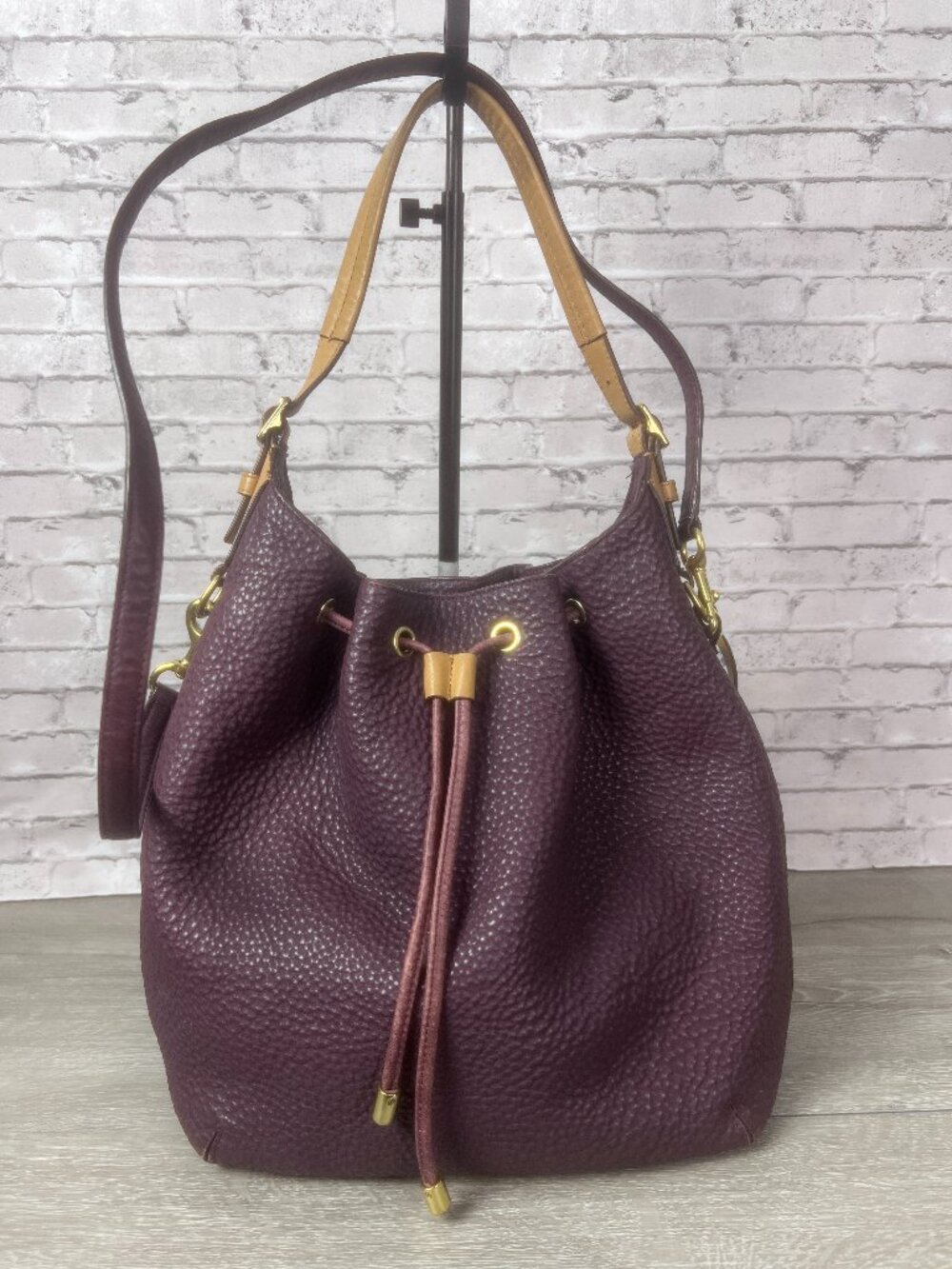 Coach Legacy Drawstring Handbag In Soft Pebbled Leather Burgundy 25306